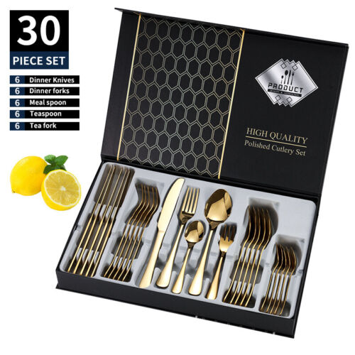 30 Cutlery Dinner Set Stainless Steel High Grade Tableware Fork Tea Spoons UK - Picture 2 of 36