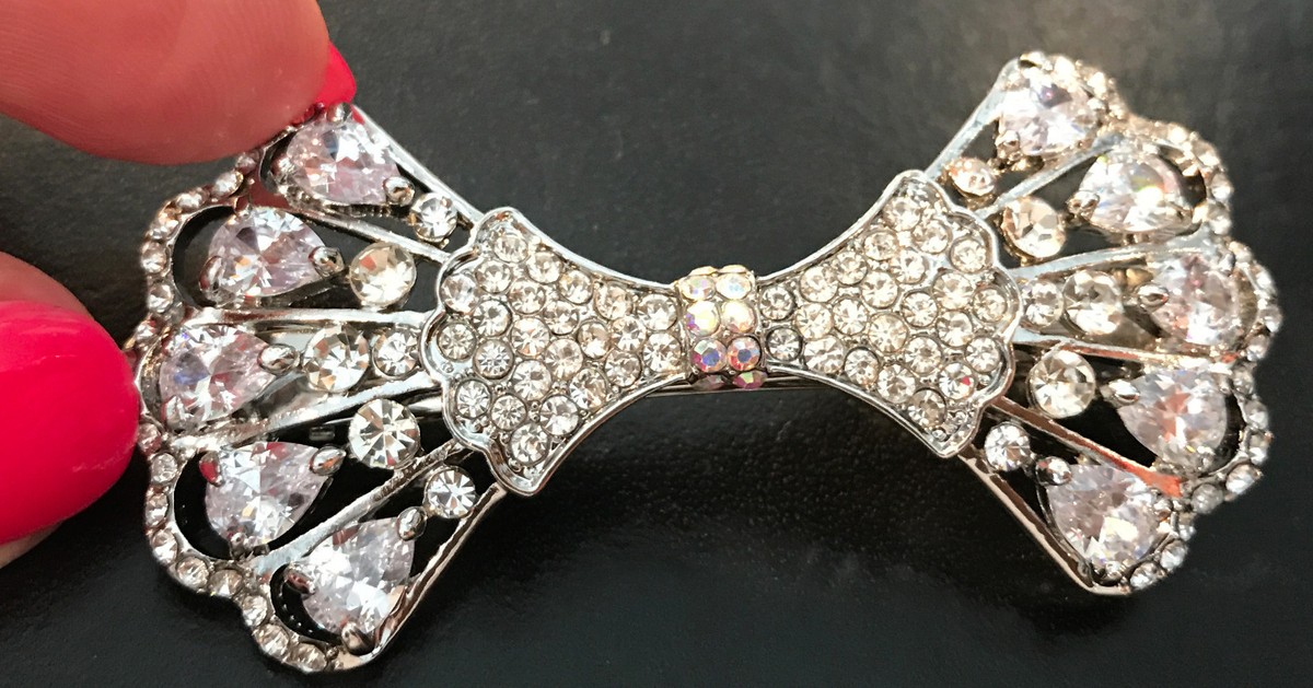 New Silver Crystal Bow Barrette ✨✨?? Crystal Hair Bow ~ Silver – Show Me Your Mumu main image 3