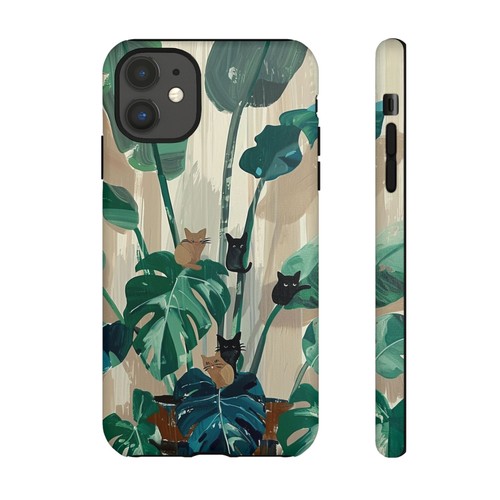 Phone-Ink iPhone, Pixel, Samsung Galaxy Case - Monstera Green Plant Cats - 第 87/191 張圖片