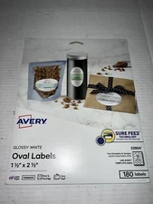 Avery Printable Blank Oval Labels 1.5"x 2.5" Glossy White 180 Customizable 22804