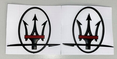 2x SIDE EMBLEM BADGE FIT For MASERATI GHIBLI QUATTROPORTE LEVANTE matte black