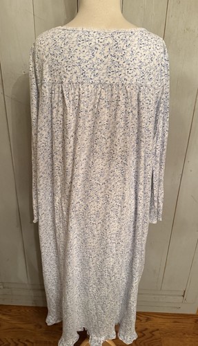 CAMICIA DA NOTTE EILEEN WEST BLU STAMPA FLOREALE maglia lunga COTONE MANICA LUNGA Tg-XL - Foto 5 di 11