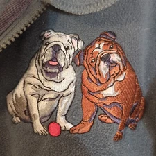 Custom Bulldog Long Sleeve Fleece Jacket Size M Bulldog/Paw Zip Pull Embroidery 