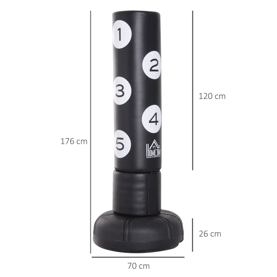 HOMCOM Boxsack Standboxsack mit Ständer Stehend 176cm Boxpartner Schwarz - Bild 4 von 4