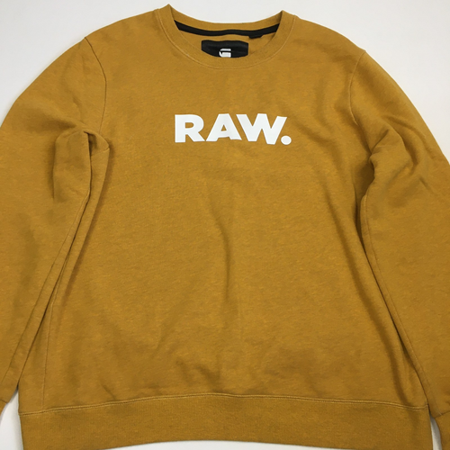 G STAR RAW Men's sz XL/Large Mustard Yellow MATTOW R Logo Print Sweatshirt Shirt - Picture 5 of 15