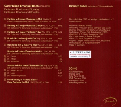 CARL PHILIPP EMANUEL BACH: FANTASIEN; RONDOS; SONATEN NEW CD
