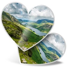 2 x Heart Stickers 15 cm - Buttermere Lake District England #15685