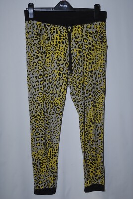 Tezenis women s grey black yellow animal print pyjama/lounge bottoms UK size 12