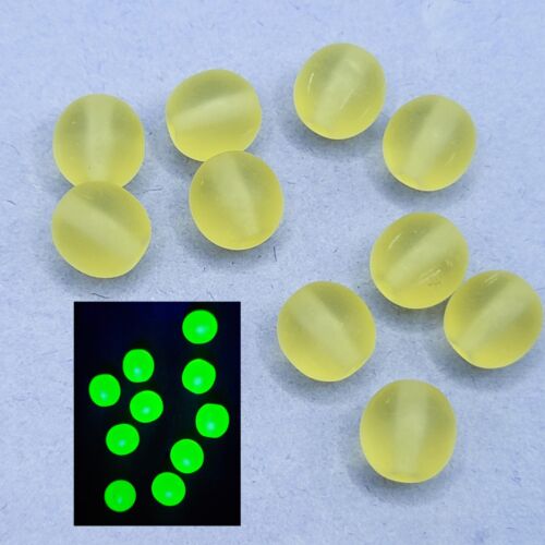 Perles vintage en verre citron uranium verre tchèque mat 6 mm 8 mm - Photo 1 sur 6