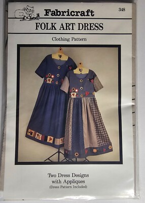 Fabricraft Folk Art Dress 248 Appliques Dresses Sz 6-20 VINTAGE 1994 Unused-QP5