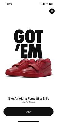 Nike Air Alpha Force 88 x Billie Eilish Fire Red M 12 ORDER CONFIRMED