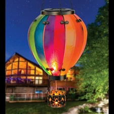 REGAL HOT AIR BALLOON SOLAR LANTERN RAINBOW STRIPES LARGE 12763 FREE SHIPPING