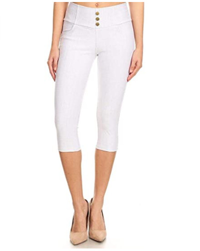 High Waist *Reg-Plus Size* Stretch Skinny Soft Denim Capri L
