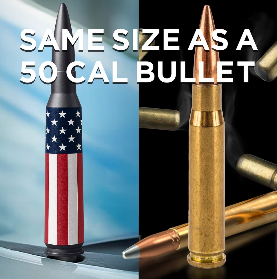 50 CAL BULLET ANTENNA FOR FORD, DODGE & RAM F150 F250 F350 ANTENNA AMERICAN FLAG - Image 4 of 4