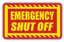 Emergency shut off sticker business industrial water safety caution 3M viyl