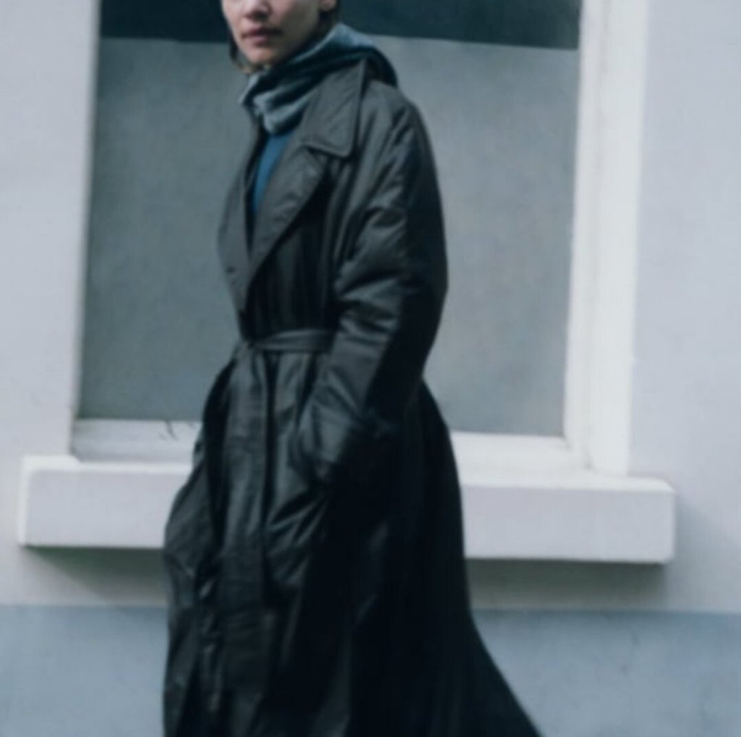 Zara Collection Long Padded  Jacket Size Large Black NWT image 2