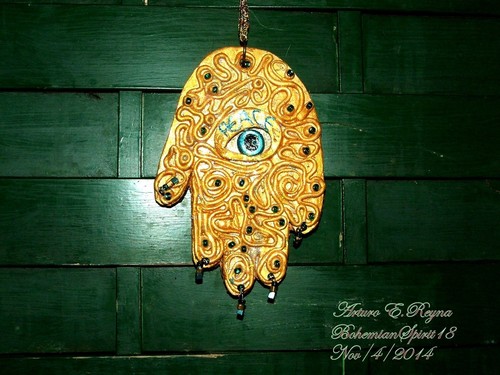 Arturo E.Reyna ~PEACE~ HAMSAH Against Evil Eye WALL HANGING ONE OF A KIND PLAQUE - Picture 4 of 4