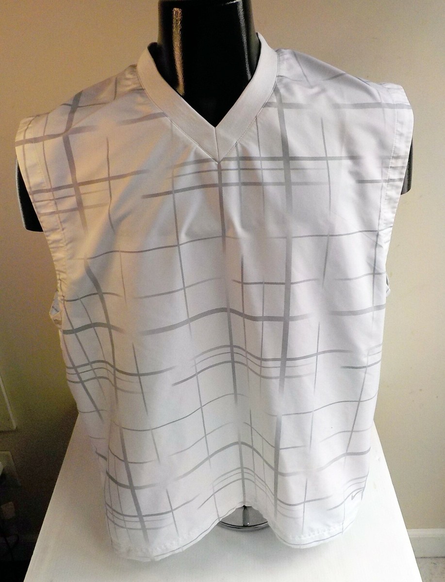 NIKE Golf V-neck Pullover Golf Vest-Polyester-White and Gray