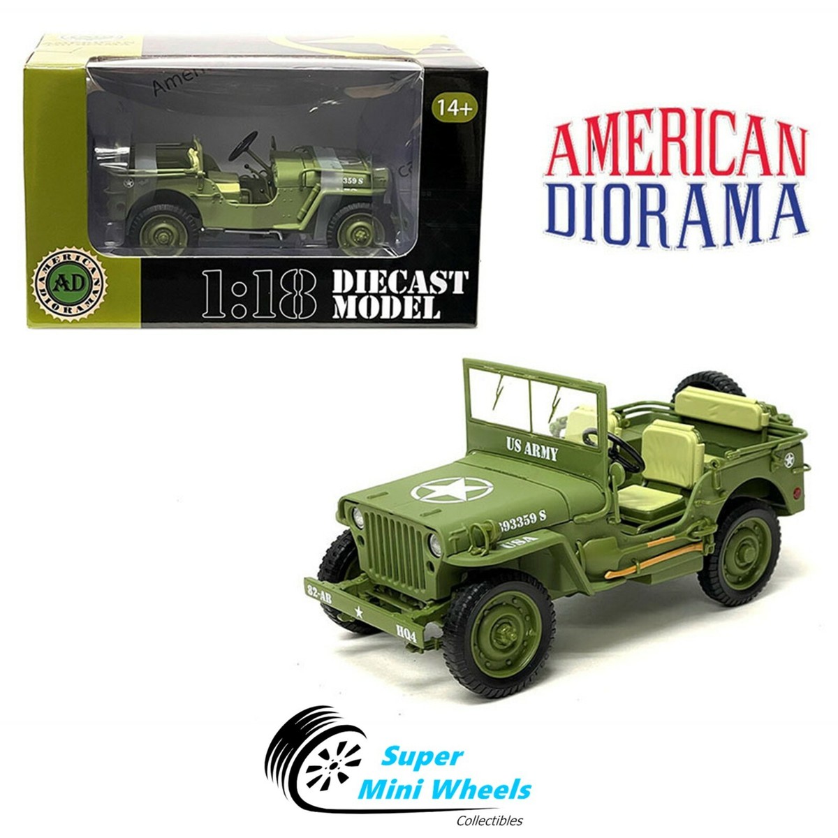U.S. Army Jeep 1/18 スケール American Diorama 1:18 - 1/4 Ton US Army Jeep | eBay
