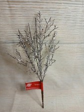 New Silver Glitter Pick Floral Spray Wired Wreath Decor Crafts Christmas Tree