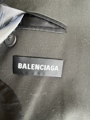 Auth.Balenciaga Men’s Black Oversize Shoulder-pads Wool JACKET  Sz 54 NEW - Picture 11 of 12
