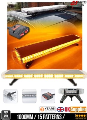 1000MM 1m 40'' Van LKW 72 LED Bernstein Lichtleiste Leuchtfeuer Warnblinker