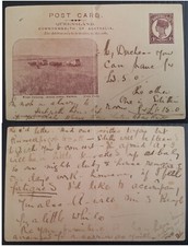 1904 Queensland Australia 1d Chocolate PrePrint Postcard Wheat stripping Warwick
