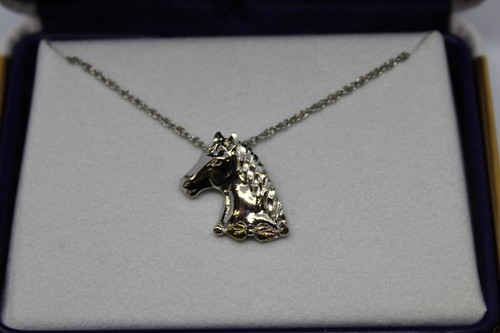 Landstrom's Black Hills Gold Silver Horsehead Necklace, Style MRL03761 - Picture 2 of 6
