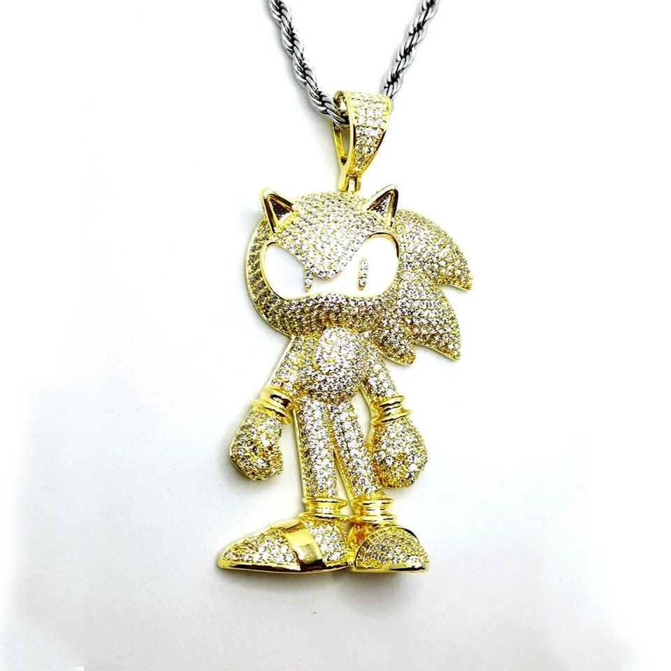 辉煌莫桑石 14K 黄金珐琅声波刺猬吊坠 2.5 — 第 2/4 张图片