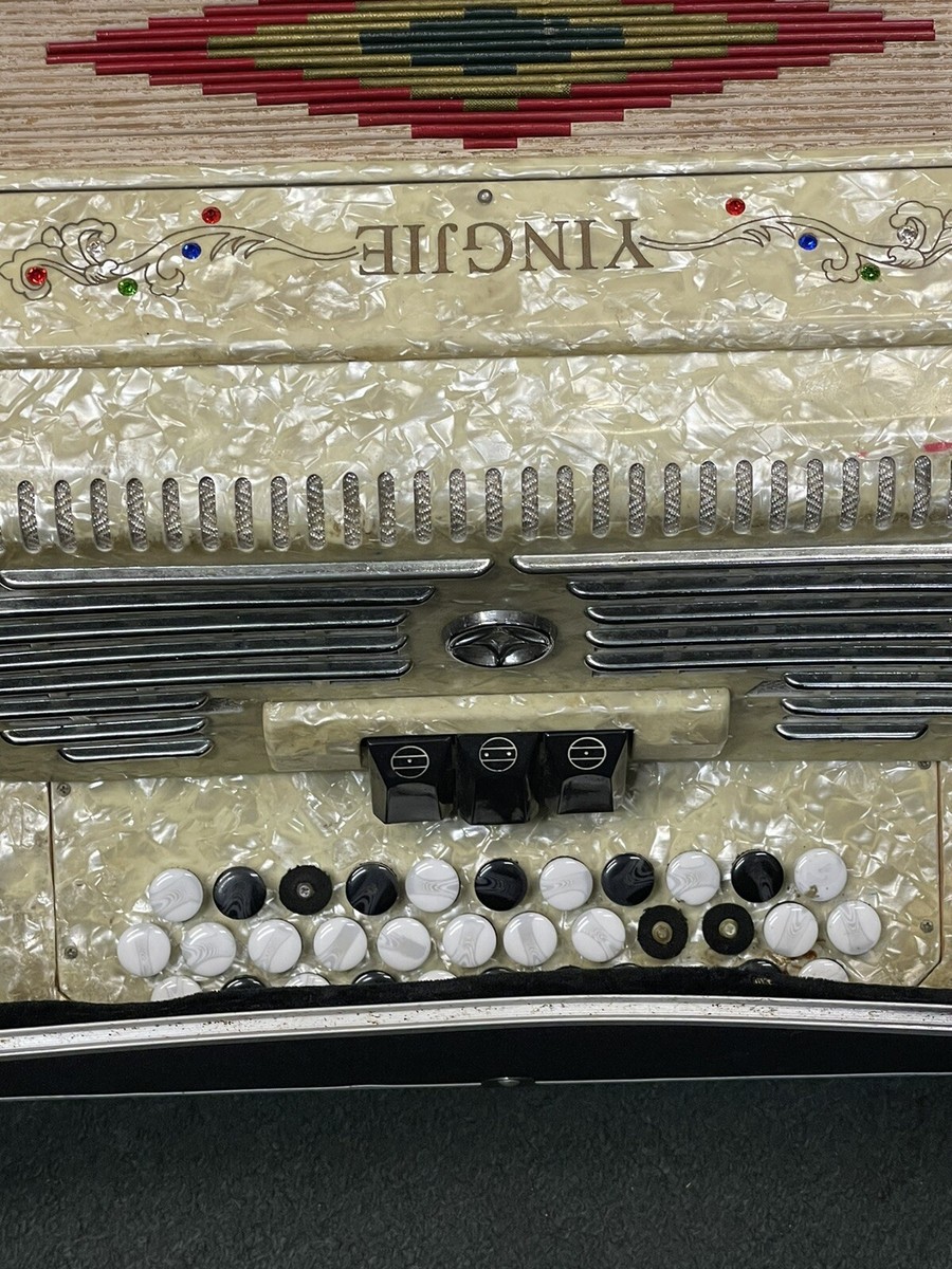 美品　ボタンアコーディオン　yingjie YINGJIE White Beige Music Accordion Instrument With Case | eBay