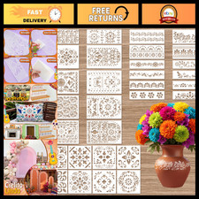 30 Pcs Mexican Talavera Stencils for DIY Vase, Wall Art  Furniture Decor