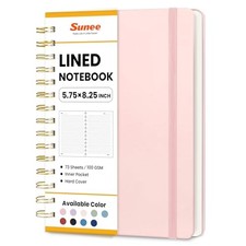 Lined Spiral Journal Notebook for Women, 146 Pages College Ruled Pink