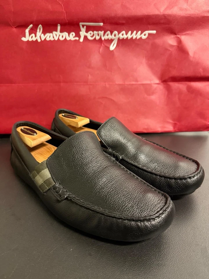 Gucci Zapatos Para Hombre ACE Monograma Cuero Negro Penny Mocasín Drivers US 10 $1270 Foto 2 de 4