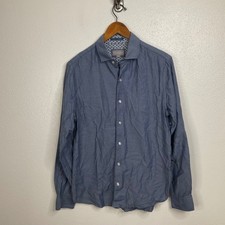 Ted Baker Blue Herringbone Pattern Button Down Shirt Size Medium