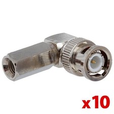 BNC Screw-On Connector 90  Right Angle Clamp Plug RG-6 Coax CCTV Cable 10PCS