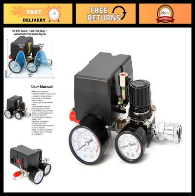 #ad #ad Adjustable Air Compressor Pressure Switch 90 120PSI for Pneumatic Tools $41.99