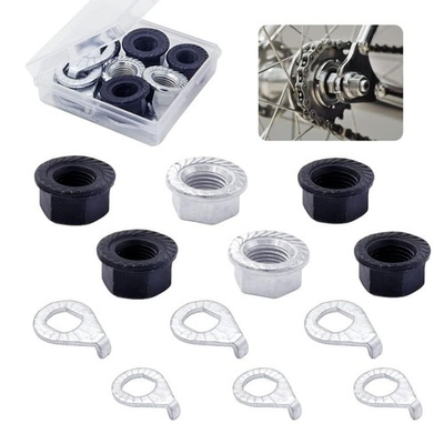 #ad Bicycle Hub Flanged Axle Nut and Safety Washer Kit 3 Size for Front and Back uk $9.99