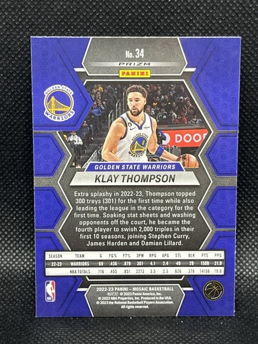 KLAY THOMPSON 2022-23 Panini Mosaic Reactive Blue #34 Dallas Mavericks - Afbeelding 2 van 4