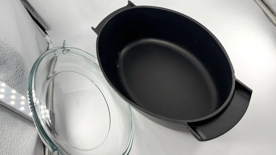 Pyrex Ovaler Aluguss Bräter Auflautform Glas Deckel Küche Glasdeckel 40cm - Bild 3 von 4