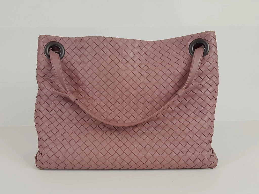 Borsa Bottega Veneta Rosa Nappa Pelle Media Bella Intrecciato