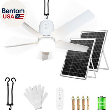 Solar Outdoor Ceiling Fan Light 31.5'', 60W Solar Powered Portable Gazebo Fan wi