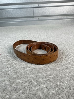 Rewards Belt Brown Ostrich  44 Extra Long Leather Hammered NO BUCKLE