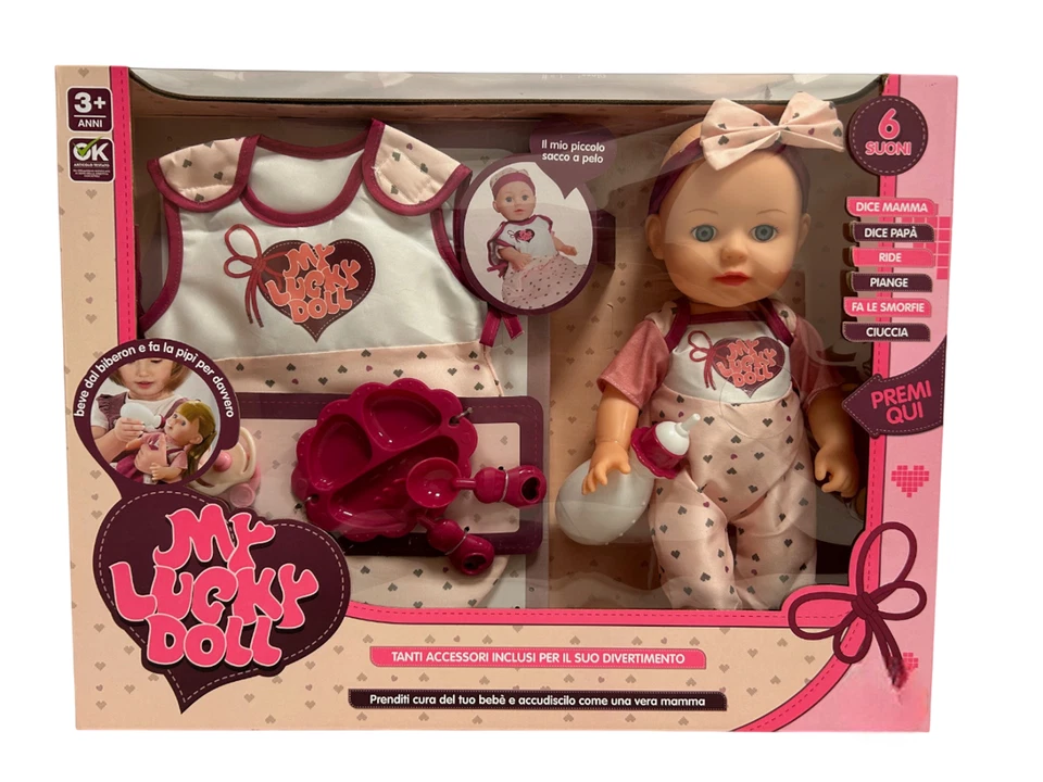 Bambola che Beve e fa Pipì Bambola Parlante con Biberon Set Pappa e Accessori - Immagine 2 di 4