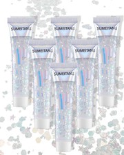 6Pc Clear White Body Glitter Gel with Holographic Chunky Sequins for Face  Body