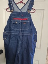 NWOT Dickies Bib Overalls Mens Large Blue Denim 100 Cotton Relaxed Fit Workwear