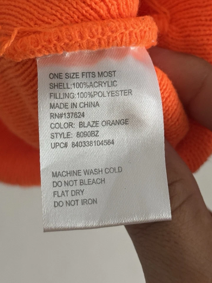 Mossy Oak Blaze Orange Insulated Hunting Beanie Hat, Acrylic, Unisex, Adult - Image 3 of 3