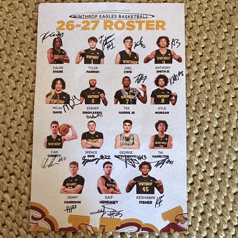 Winthrop Eagles Team Signed Original Photo, 2026-27 Season Roster (No COA)