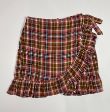 RARE EDITIONS Girls Brown Plaid Wrap Skort Size 14