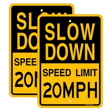 Slow Down Speed Limit 20 MPH Sign,17 x12 Inches,Reflective Aluminum 2 Pack 
