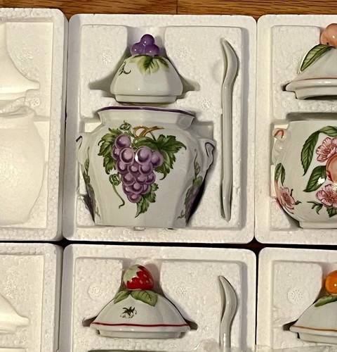 1991 Lenox Orchard Jam Jars (3) Sets Of 2 - Total of 6 Jars In Boxes Never Used - Picture 6 of 10